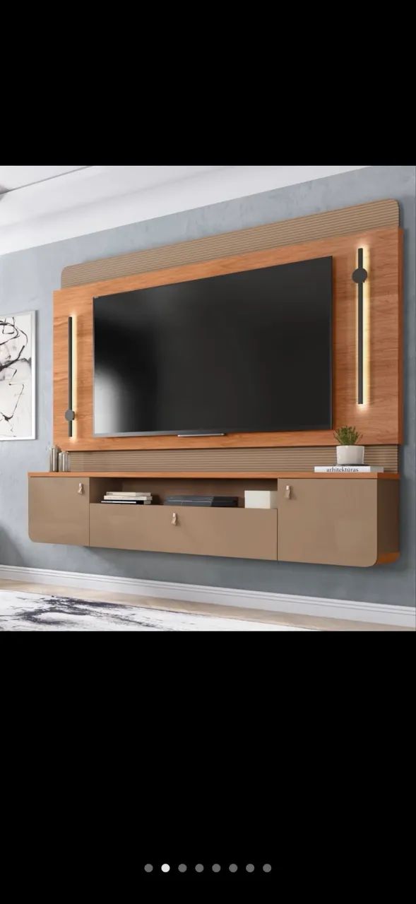 Painel  Com Led Para Tv até 75 Polegadas Dali Cinza Caemmun