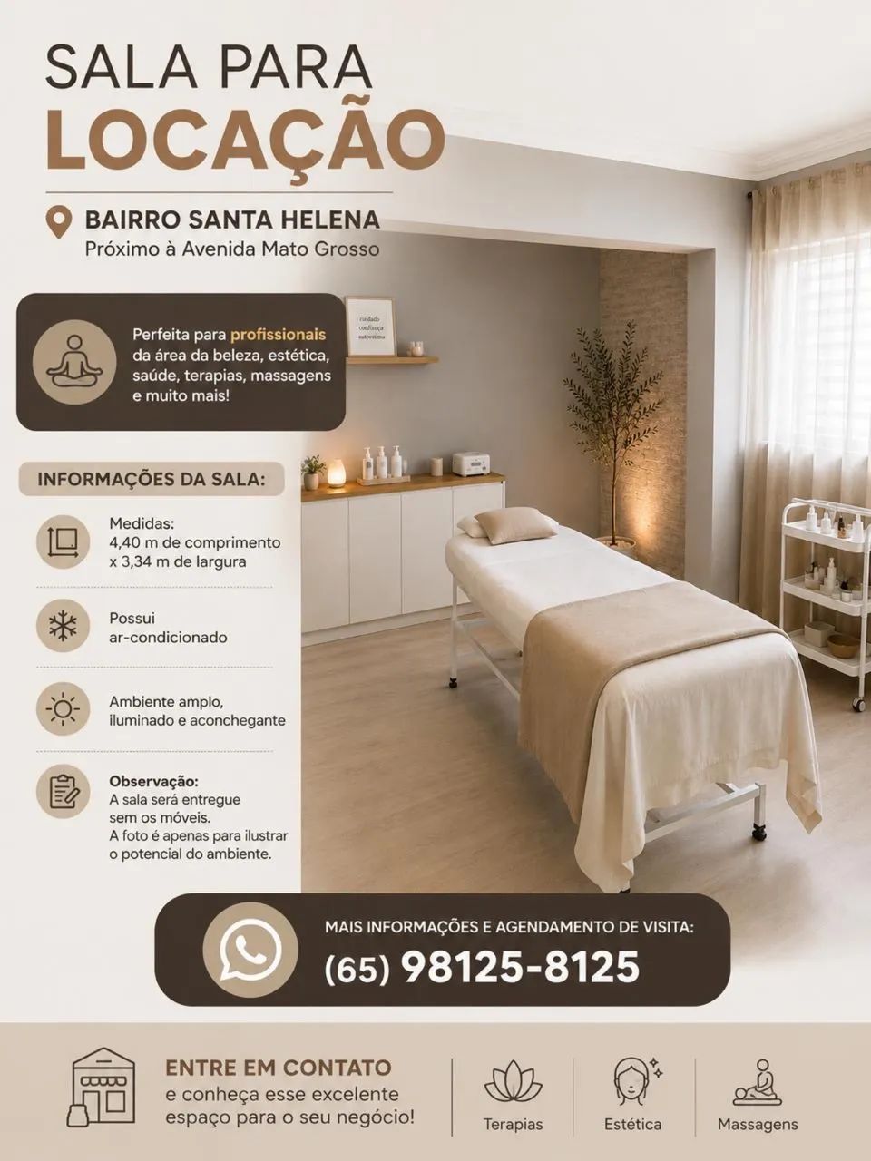 Sala para alugar na área da beleza 