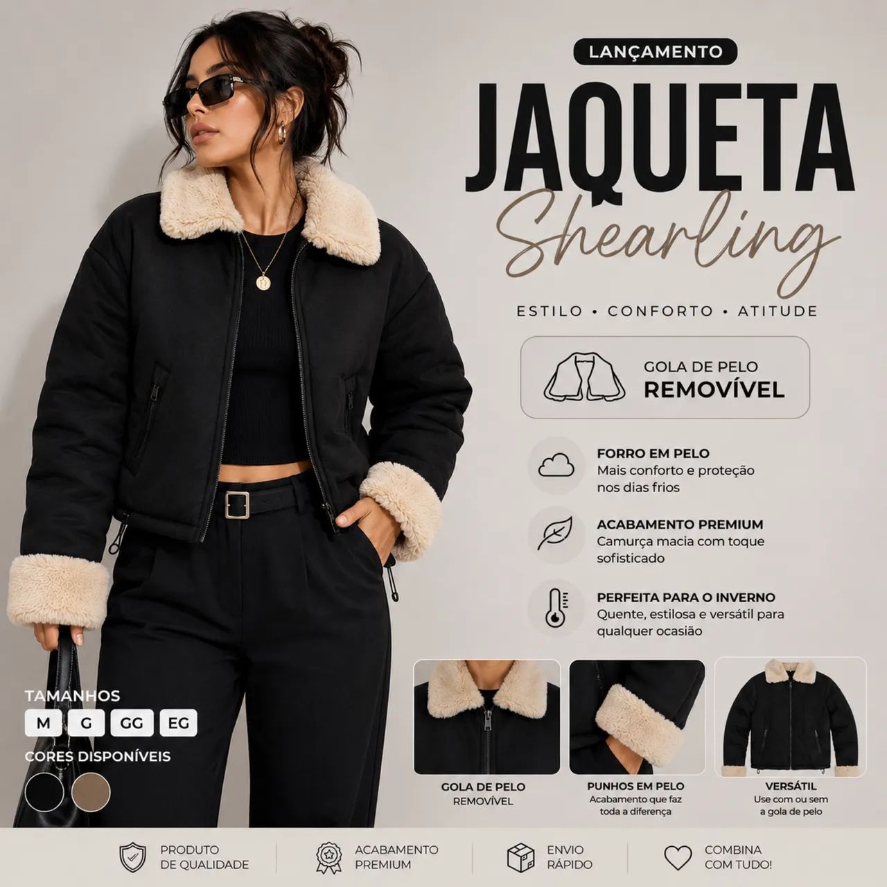 Jaqueta Feminina Pelo Modelo Blogueira