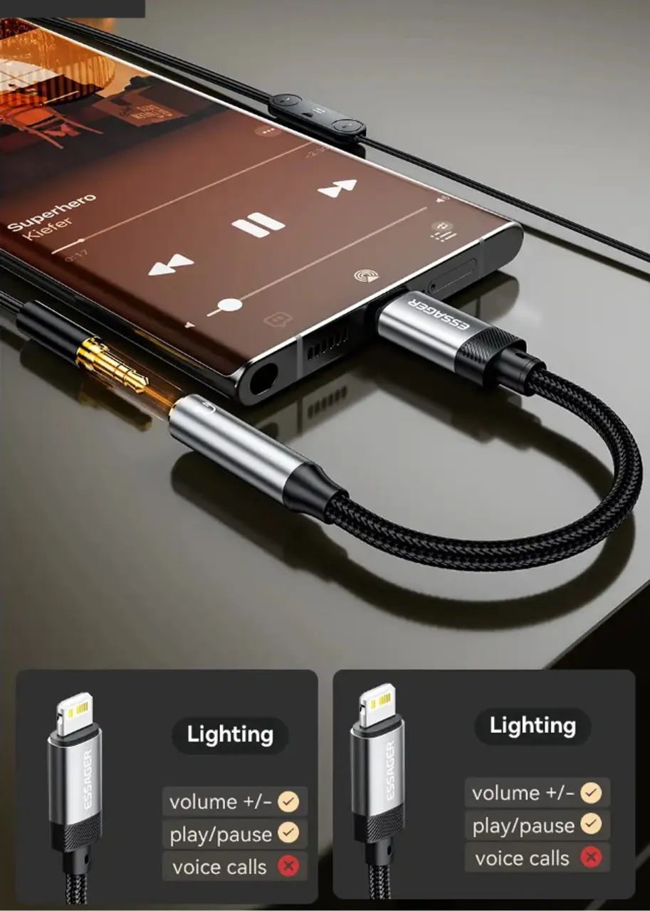 Cabo de áudio de Iphone Lightning para P2 3,5Mm Essager - Foto 5