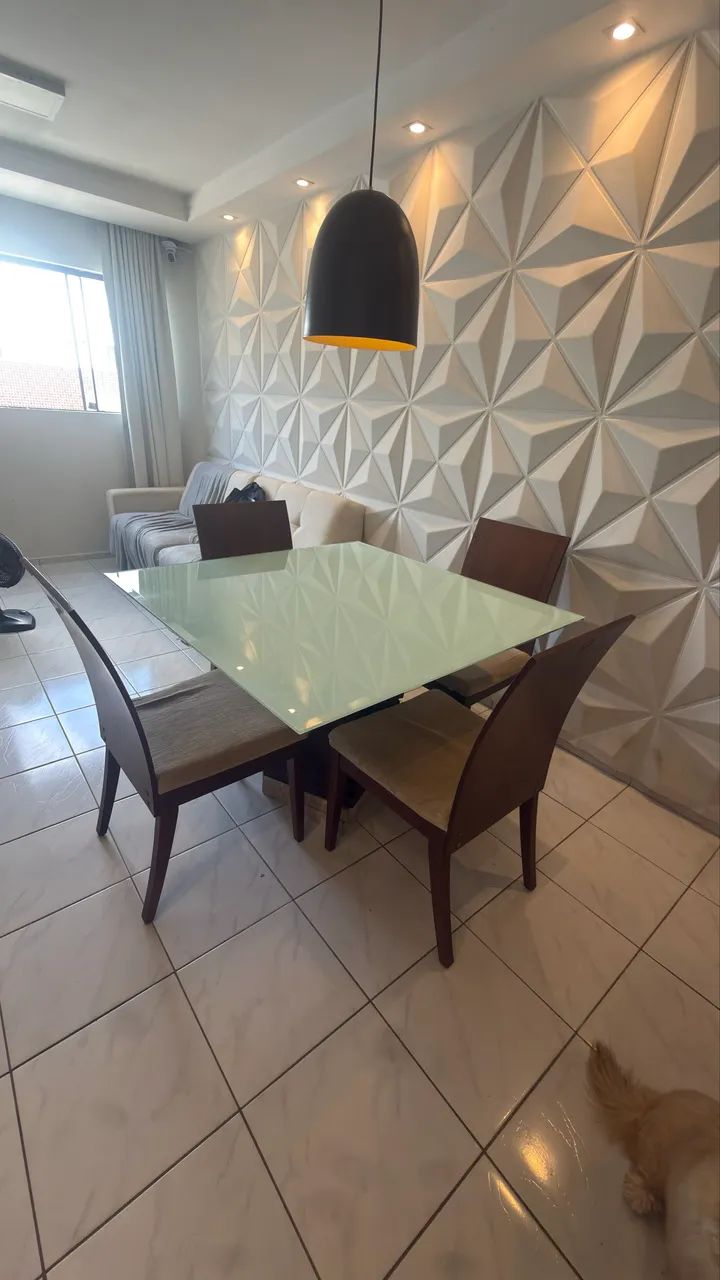 Mesa de Jantar Quadrada em MDF e Vidro Off-White - Foto 2