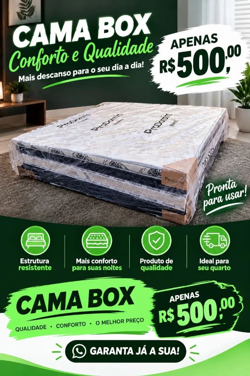 Cama box. 12cm de espuma.  Promoção!!!