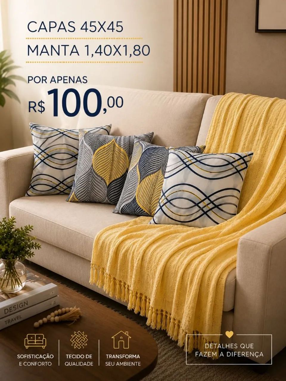 Kit de almofadas e manta - Promoção  - Foto 4