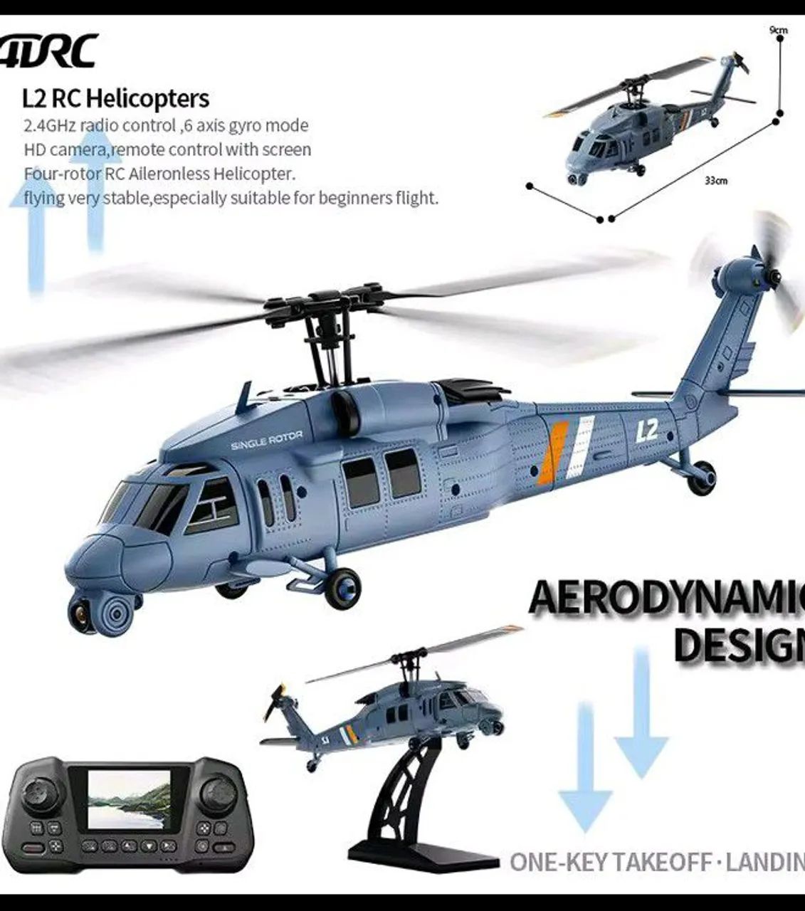 Mini helicóptero 4DRC L2 câmera 8Ke rádio recarregável  - Foto 2