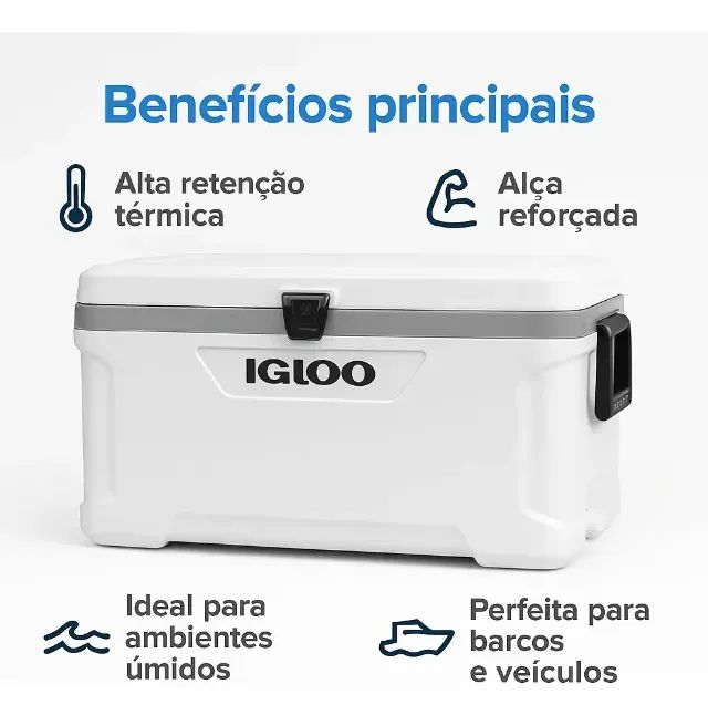 Caixa Térmica Cooler Praia Pesca Marine Igloo 51 Litors 78 latas