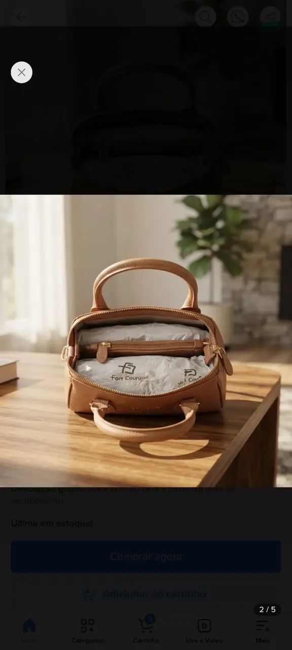 Bolsa de couro legítimo (fortcouro) - Foto 2