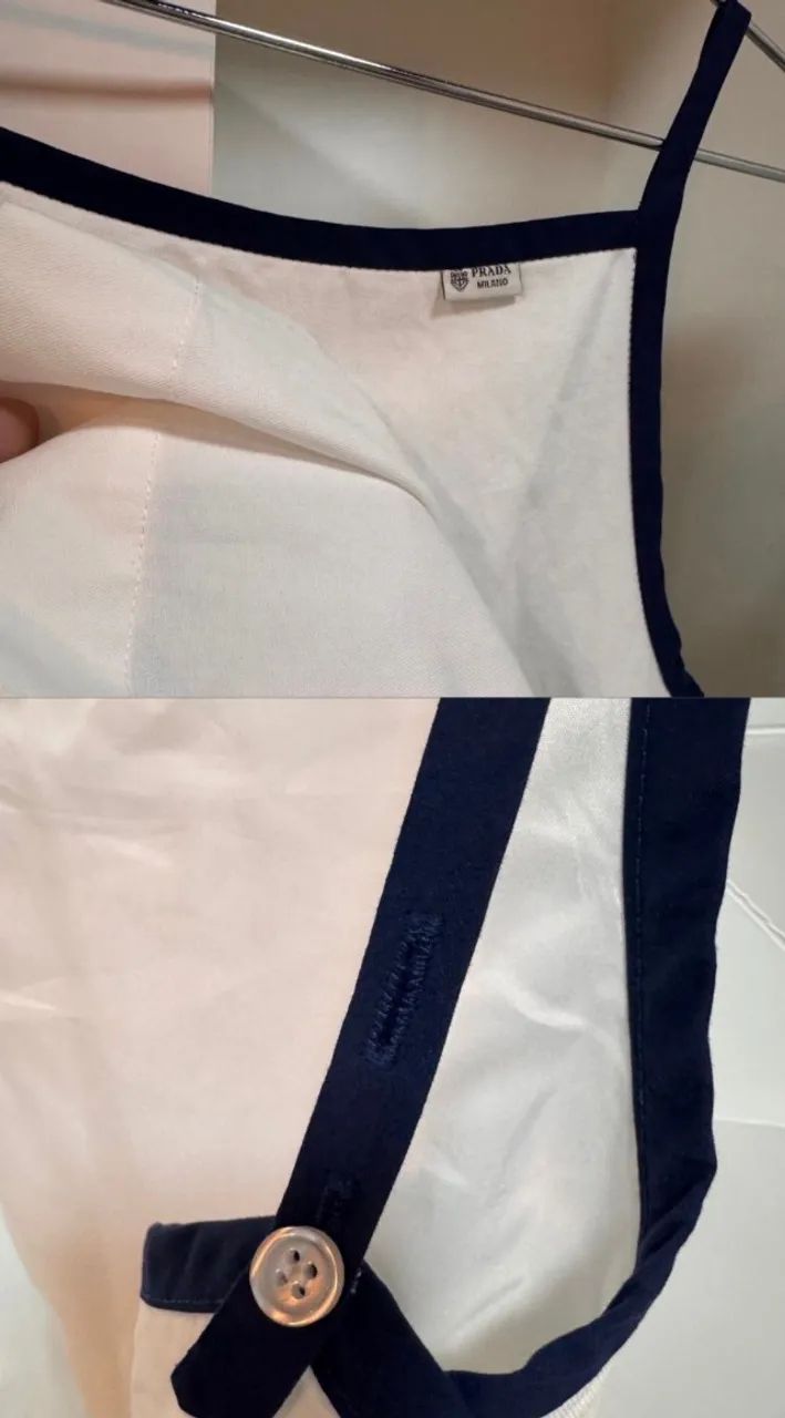 vestido prada branco com faixas azul - Foto 3
