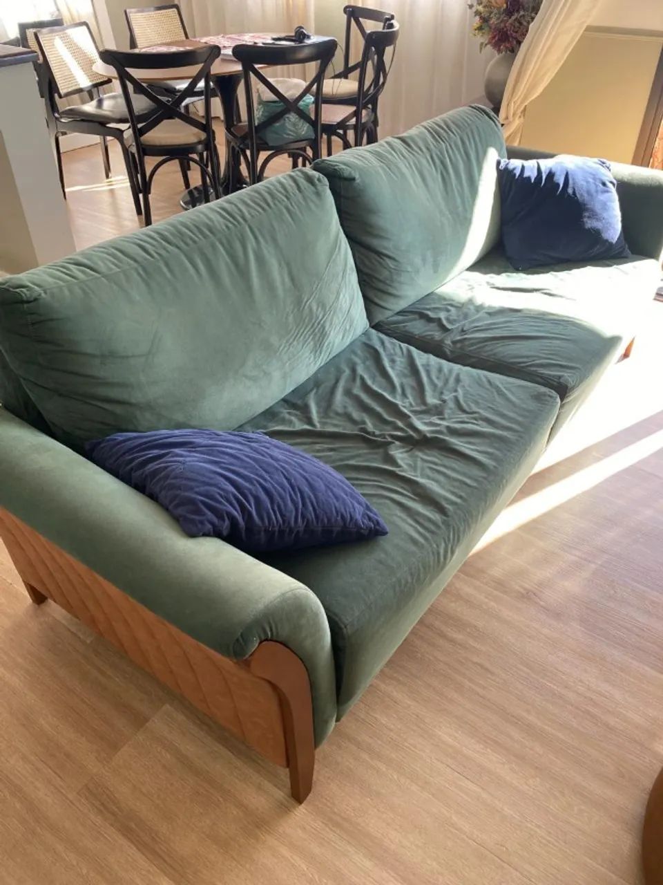 Sofá de Design em Veludo Verde 2,22m | Madeira Maciça - Foto 5