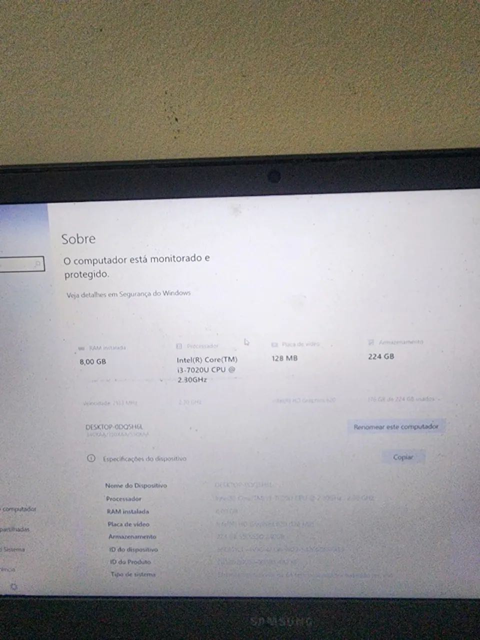 NOTBOOK SAMSUMG I3 7 GERAÇÃO COM SSD