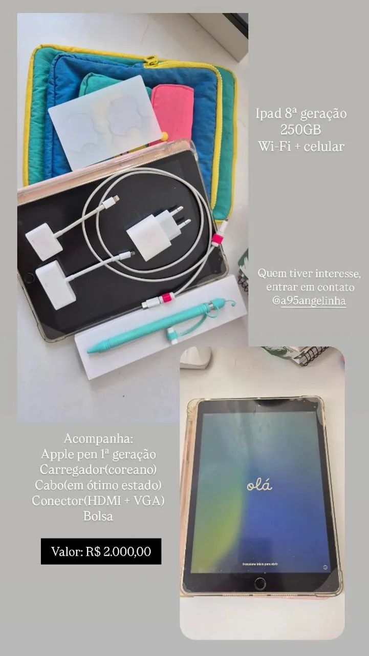 T*g様 iPad第８世代 [Apple Pencil付き！]128GB Ipad 8ª geração de 128GB Wi-Fi + Cellular com Apple pencil e