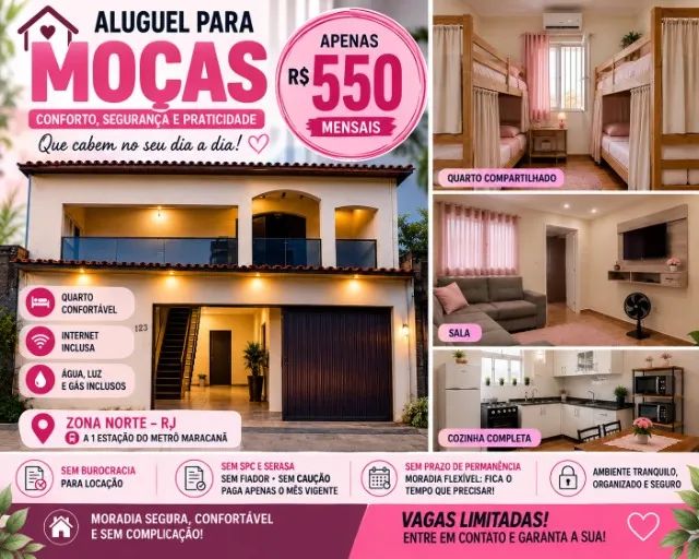 Vaga Moça Quarto Meier RJ