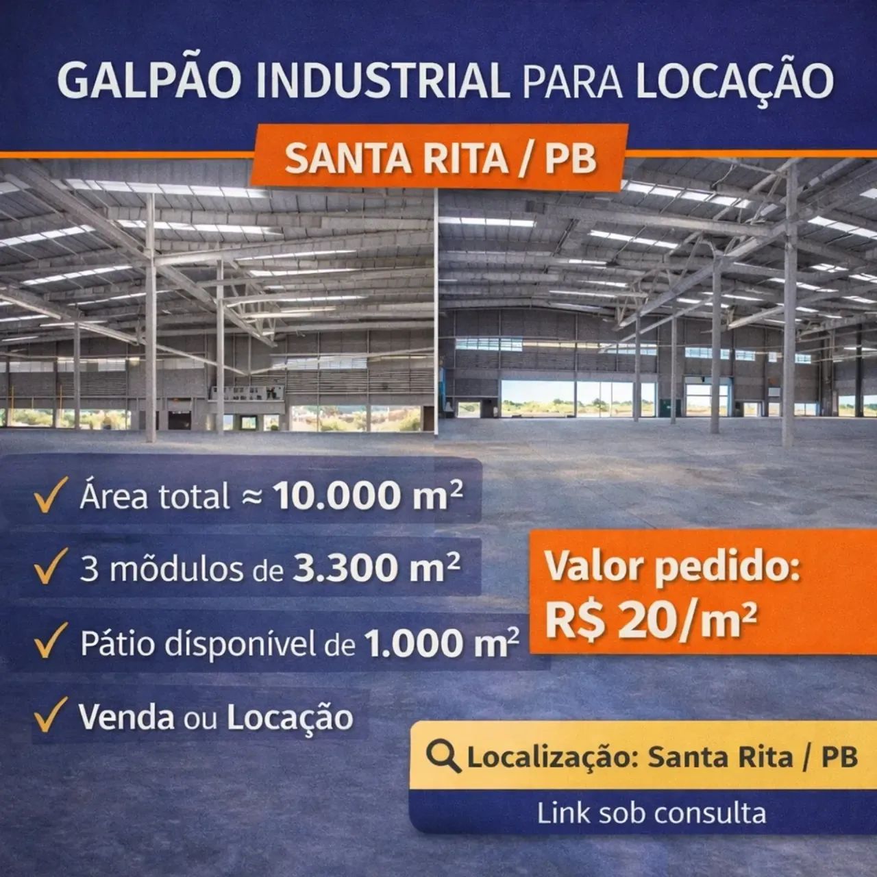 Galpão Industrial Para Locação - Santa Rita PB - Foto 5