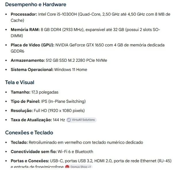 NOTEBOOK ACER NITRO 5 ( TELA 17 POLEGADAS ) - Foto 2