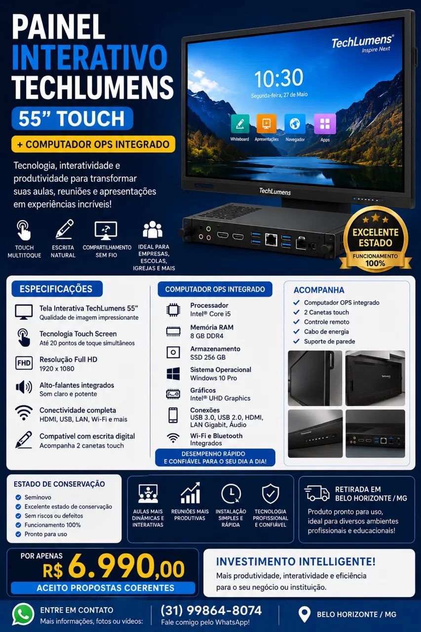 Painel interativo TechLumens 55 