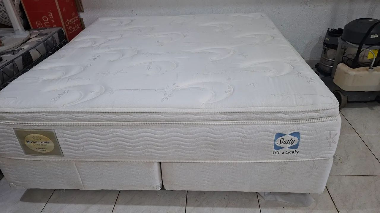 Cama box super king size colchão sealy molas ensacadas bambu 