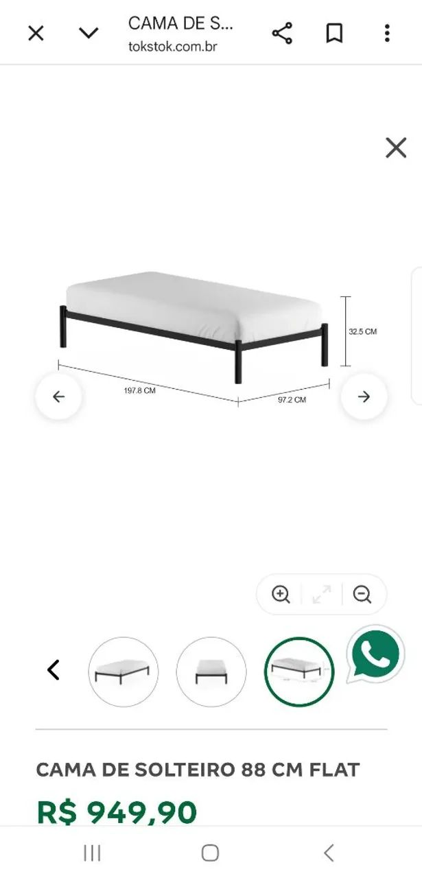 Cama solteiro de metal TokStok - Foto 2