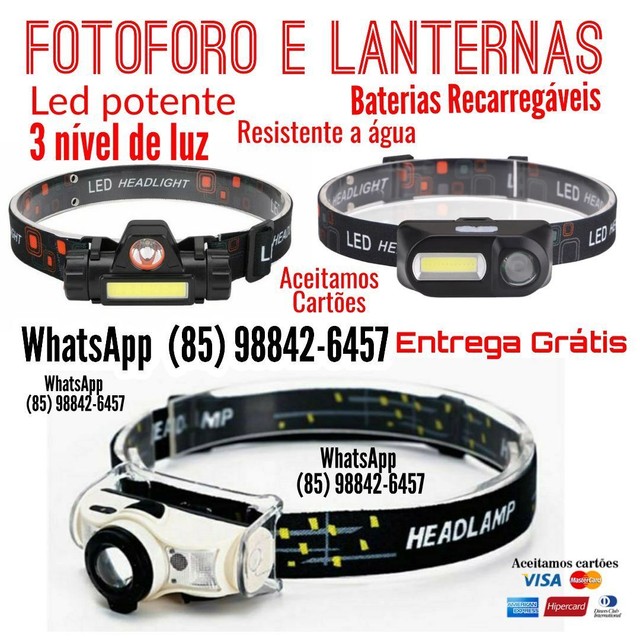 lanternas de cabeça profissional lanterna bateria recarregável entrega Grátis  - Foto 3