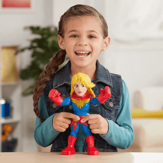 Boneco Capita Marvel Capitã Vingadores Avengers Hasbro Mega Mighties Original 25cm - Foto 6