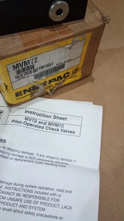 Válvula ENERPAC retenção pilotada- Mod.: MVM72 - R$ 2.050,00 até 19/10/24