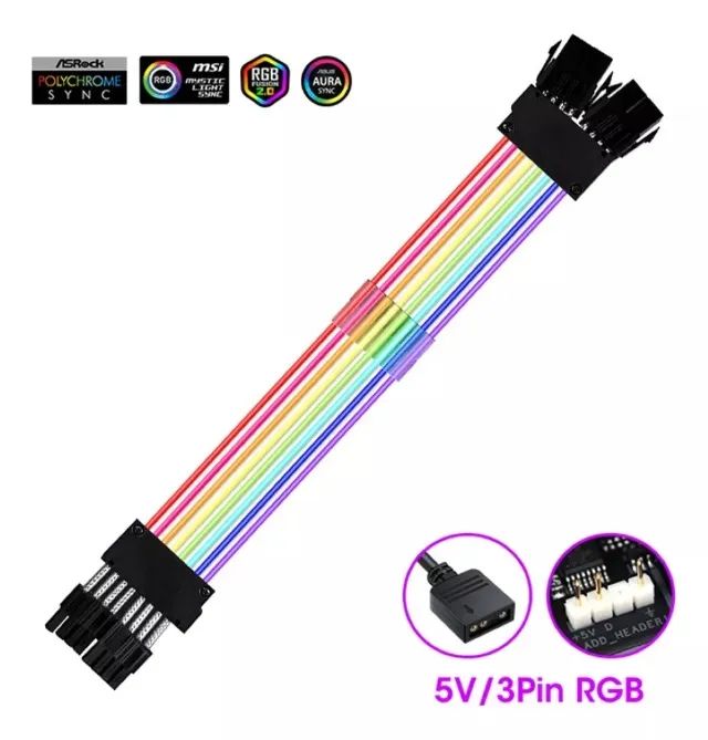 Cabo Extensão Gpu Argb 8 Pinos Aura Sync - Foto 2