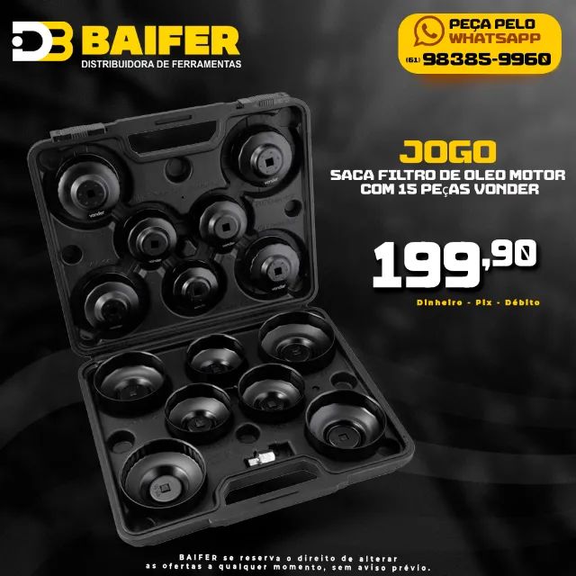 Jogo Saca Filtro de Oleo Motor Com 15 Peças Vonder