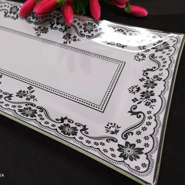 Travessa Rocambole Grande Vidro- Renda 33x19cm Decorglass - Foto 2