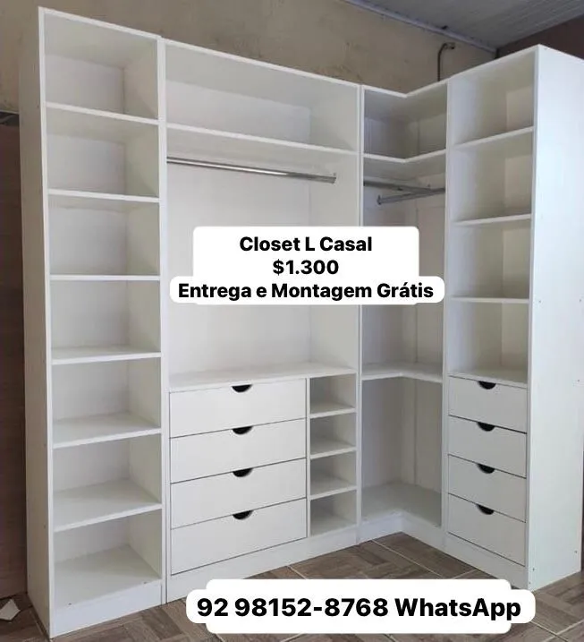 Closet L Casal - Novo - Branco - Entrega Grátis