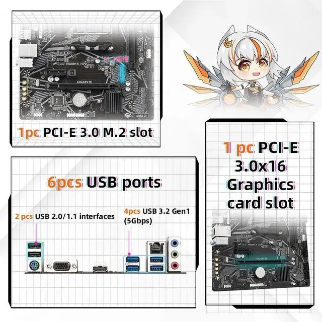 Placa Mãe Gigabyte A520M K V2, Chipset A520, AMD AM4, MATX, DDR4