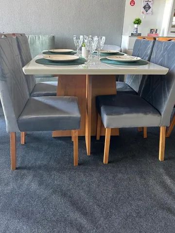 mesa de jantar 4 cadeira pronto entrega cinza nova  - Foto 2
