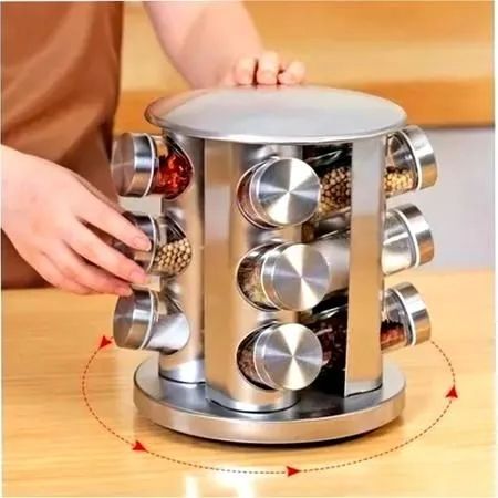 Porta tempero giratório com 12 potes 