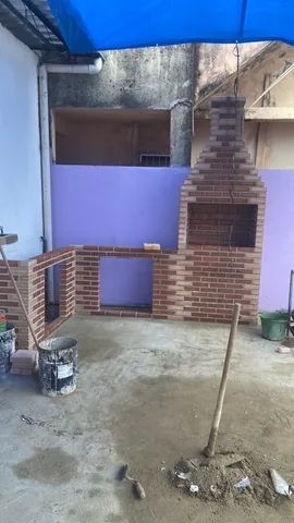 Churrasqueira com bancada em L 