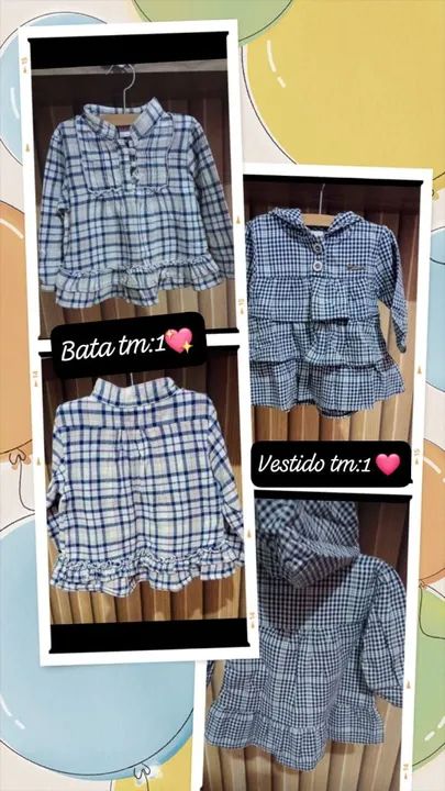 Batinha e vestido xadrez,lindas peças sem avarias .