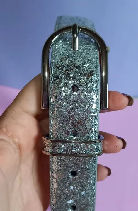 Cinto feminino prata com glitter - Foto 4