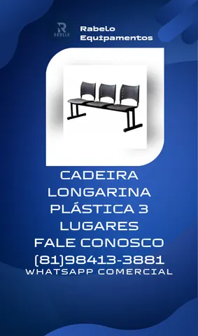 Cadeira Longarina Iso plástica de 3 lugares em até 5x sem juros no cartão