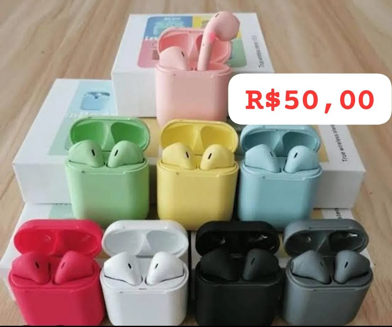 Fones de ouvido variados: com fio, sem fio (tws) colorido!