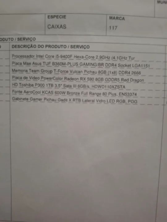 PC Gamer Completo - Intel Core i5-9400F - Radeon RX 590 8GB - 1TB SSD