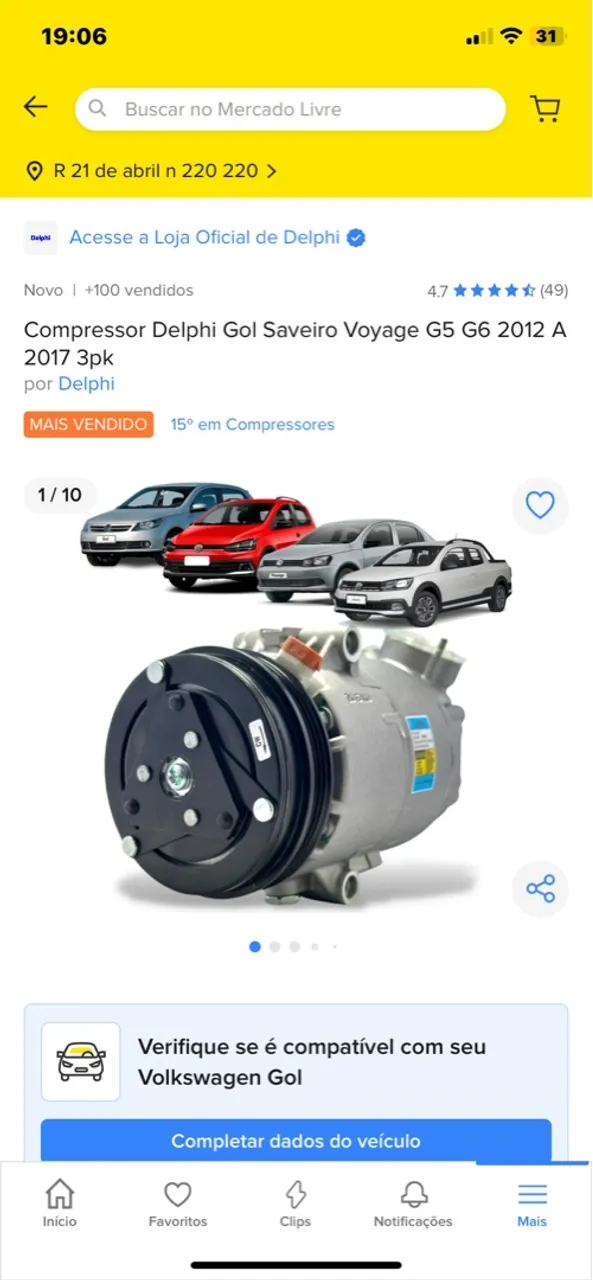 Compressor Delphi Gol Saveiro Voyage G5 G6 2012 A 2017 3pk