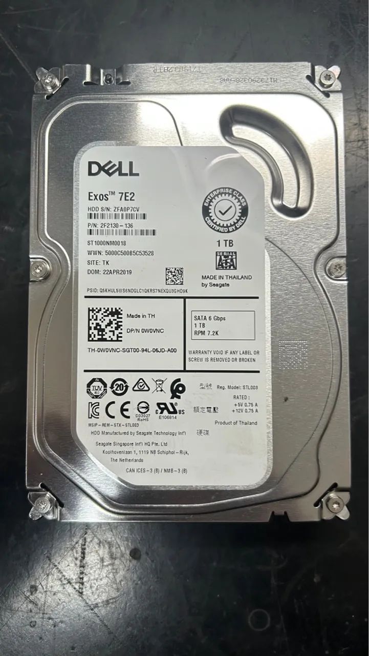 HD servidor Dell Exos 7E2 1TB - SATA 6Gbps