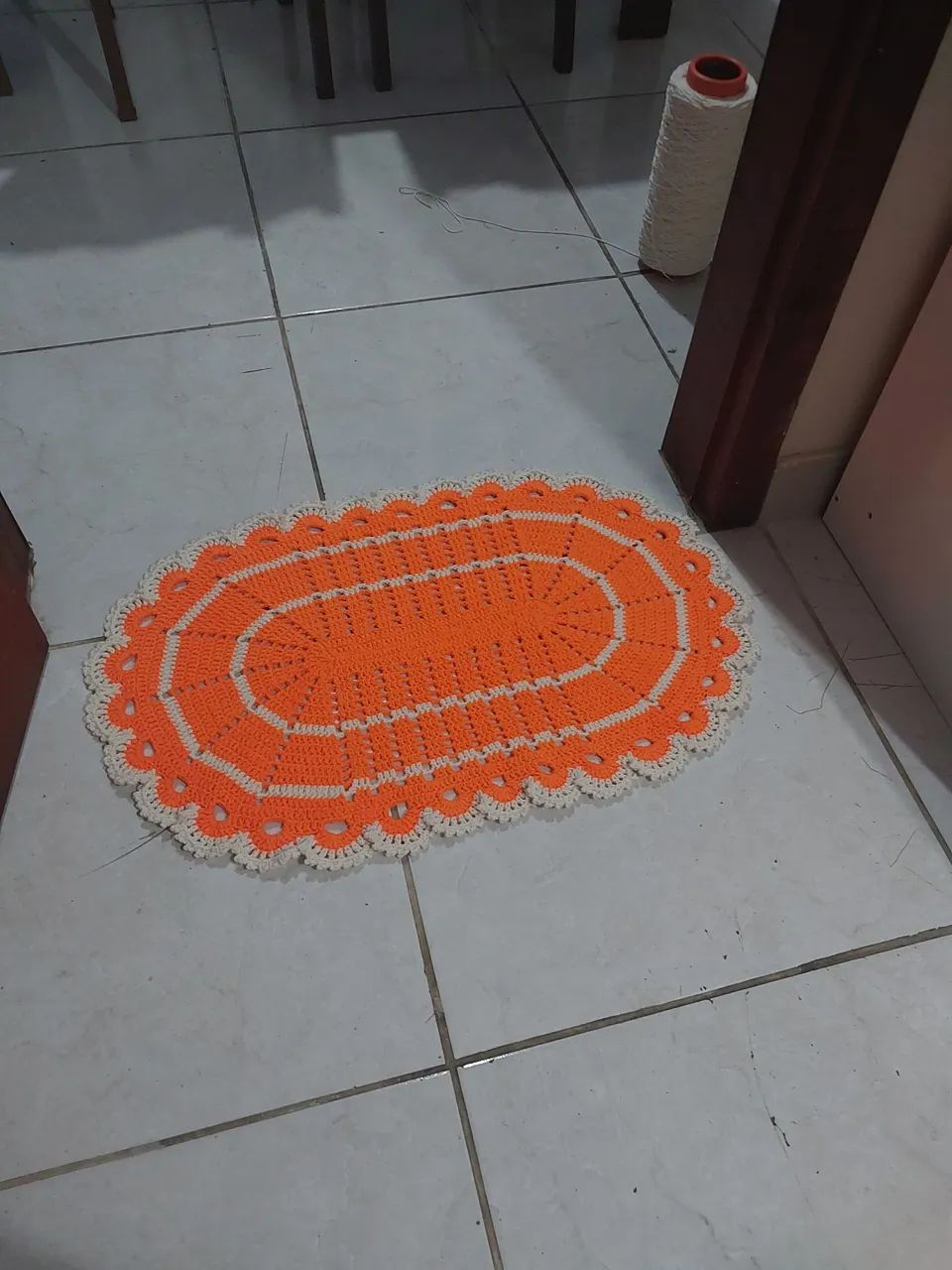 Tapetes em crochê Cru e Laranja - Foto 6