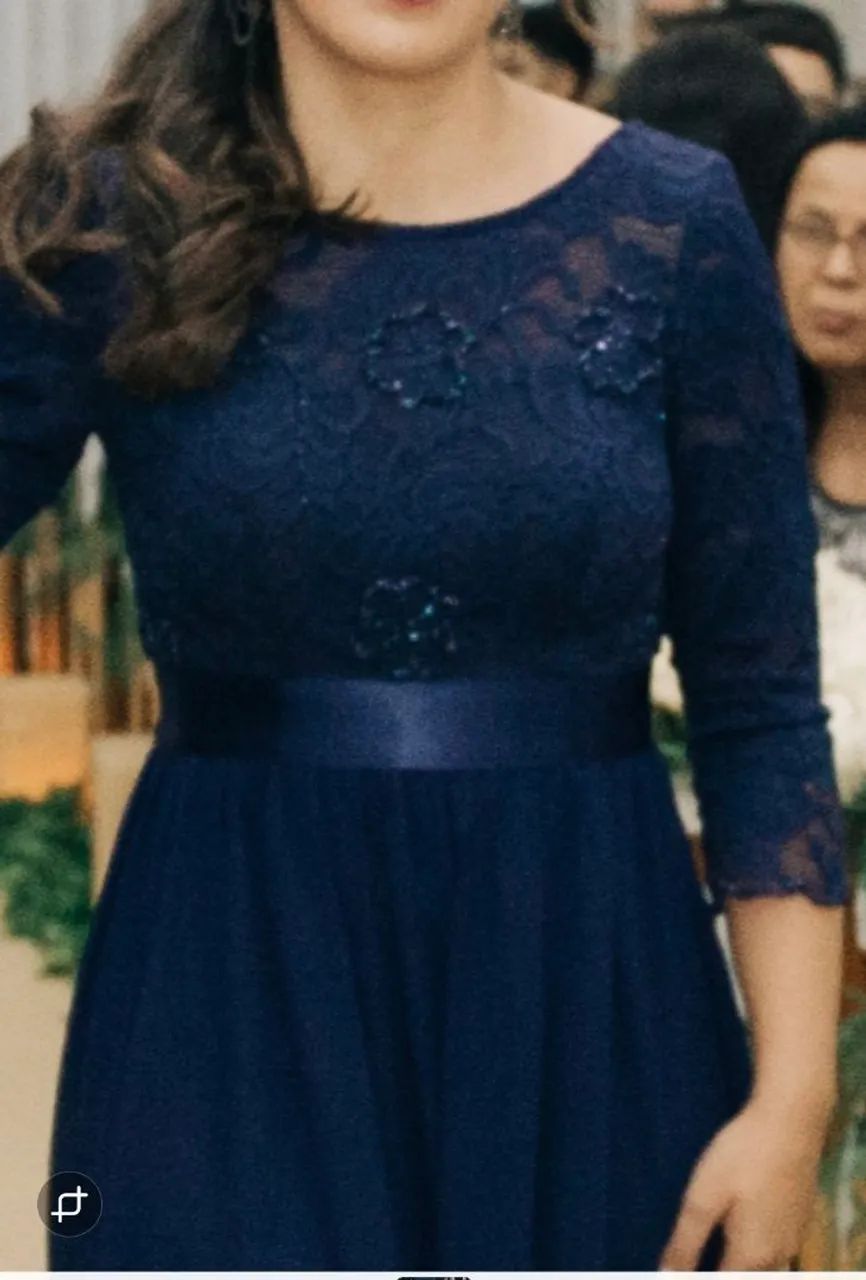 Vestido azul marinho tam P - Foto 3