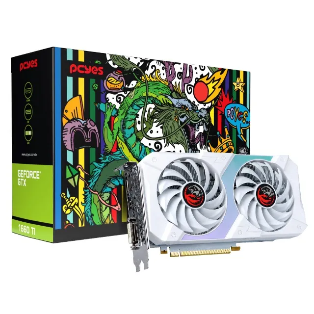 Placa de Video Pcyes Geforce Gtx 1660 ti Branca, 6GB, GDDR6