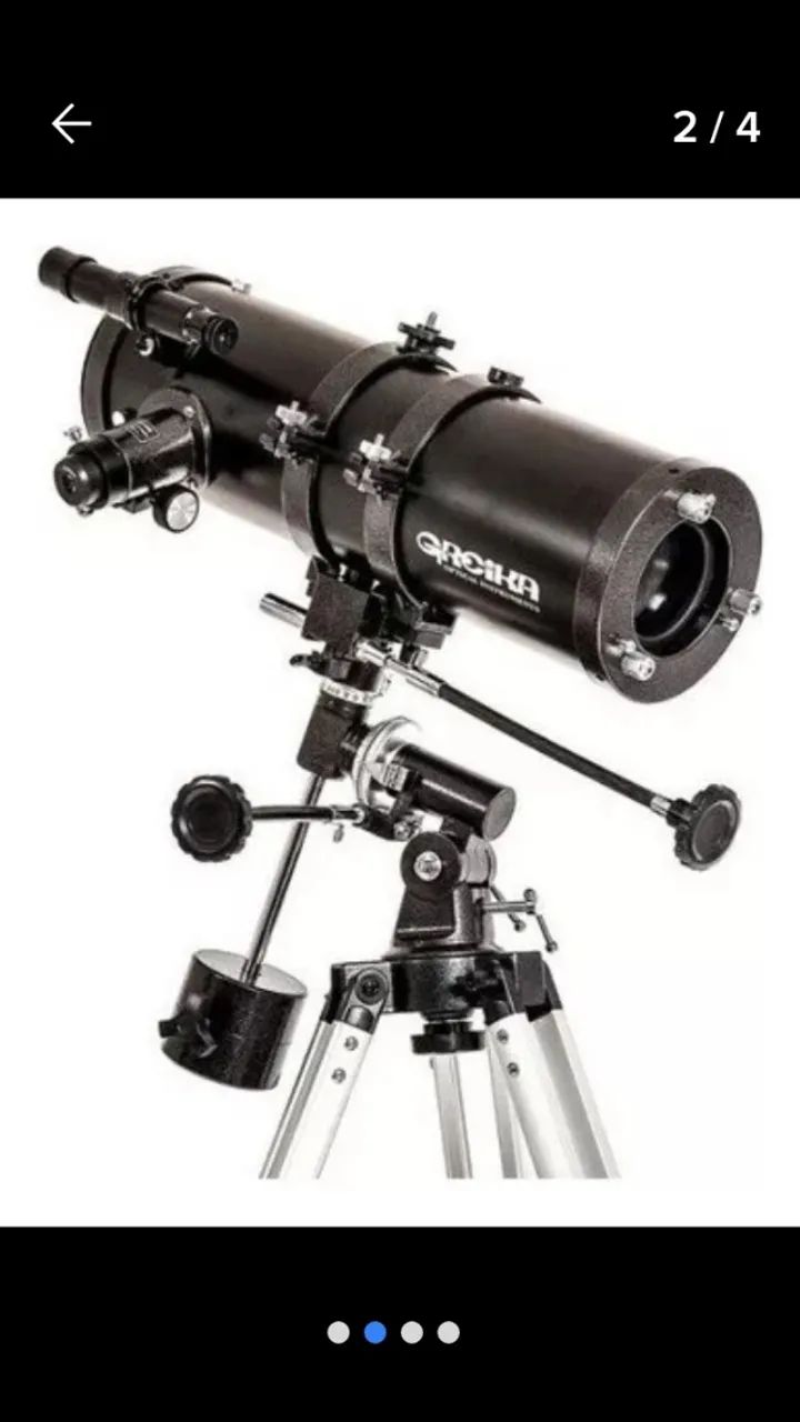 TELESCÓPIO ASTRONÔMICO EQUATORIAL GREIKA 1400X150mm COMPLETO. SEMINOVO.