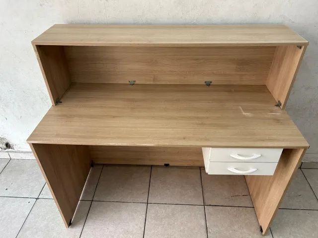 Balcão De Escritório Com 2 Gavetas E Prateleira Superior - Foto 3