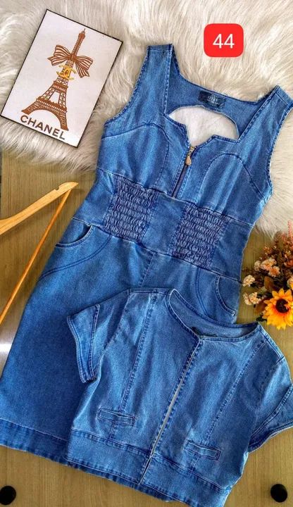 vestido jeans com casaco joyaly