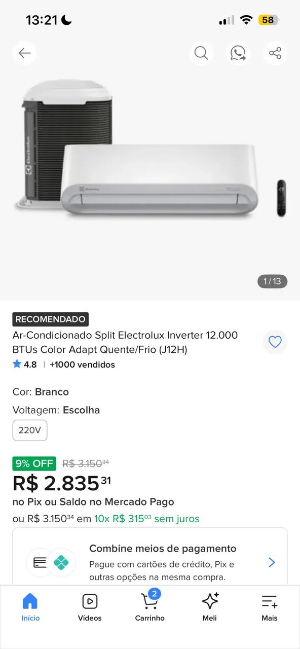 ar condicionado 12 mil btus