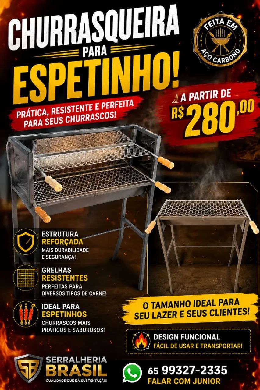 CHURRASQUEIRAS PARA ESPETINHO APARTIR R$280,00