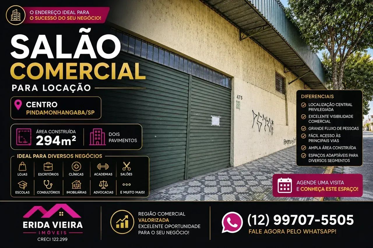 Salão Comercial  no Centro  Pindamonhangaba -SP