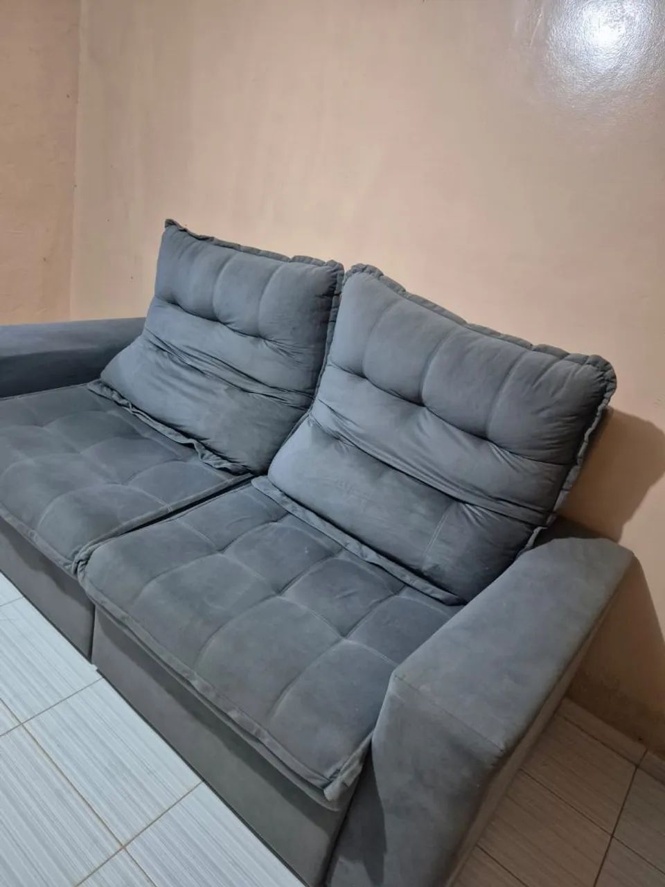 Sofá retrátil e reclinável 2M - cinza | otimo estado - Foto 5