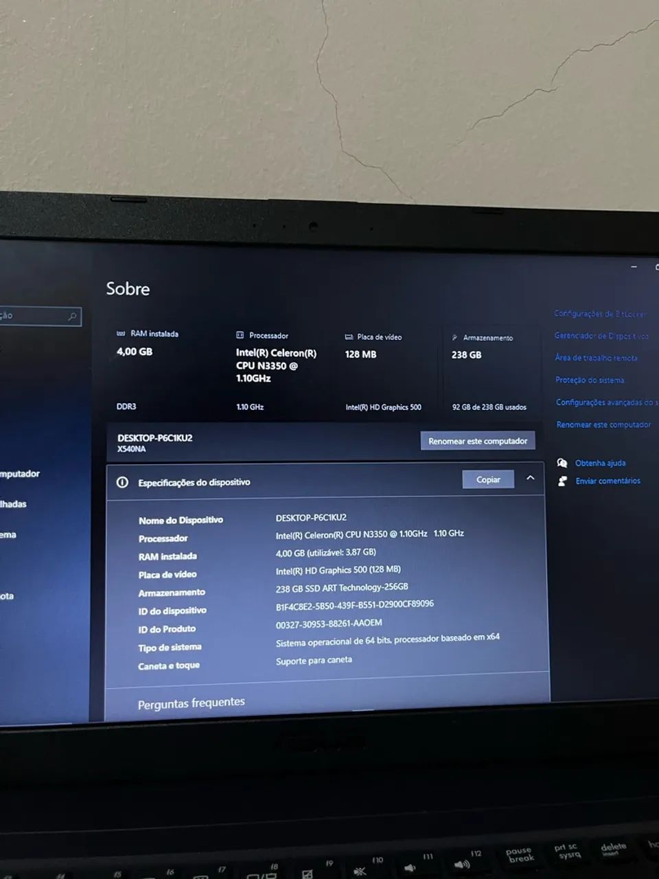 Notebook ASUS à venda SSD de 256 GB - Foto 4