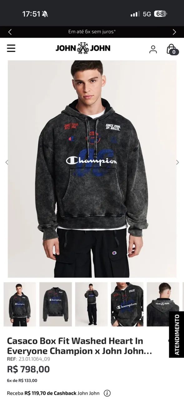 Moletom box Fit Champion x John John - Foto 4
